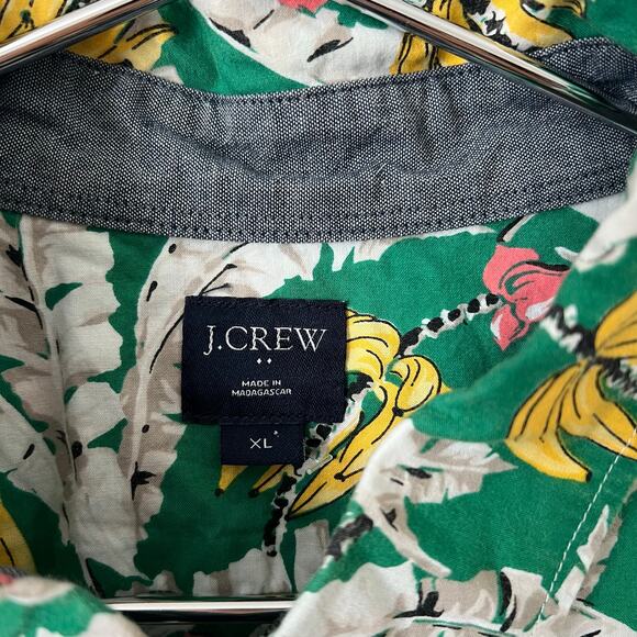 J Crew Factory Hawaiian Shirt banana button up collared green yellow - Picture 4 of 4